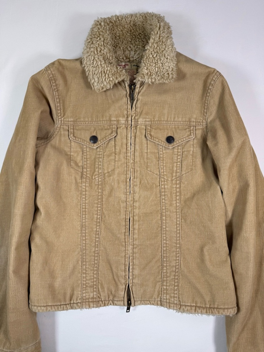 VINTAGE ABERCROMBIE & FITCH Womens Sherpa Corduroy Jacket S Y2K Trucker Western - Picture 6 of 16